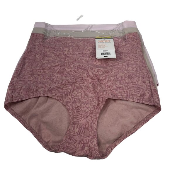 Lot Of Three Warner's Womens Size 6 Medium Panty Brief Pink Design Gray Pink New - Picture 1 of 12